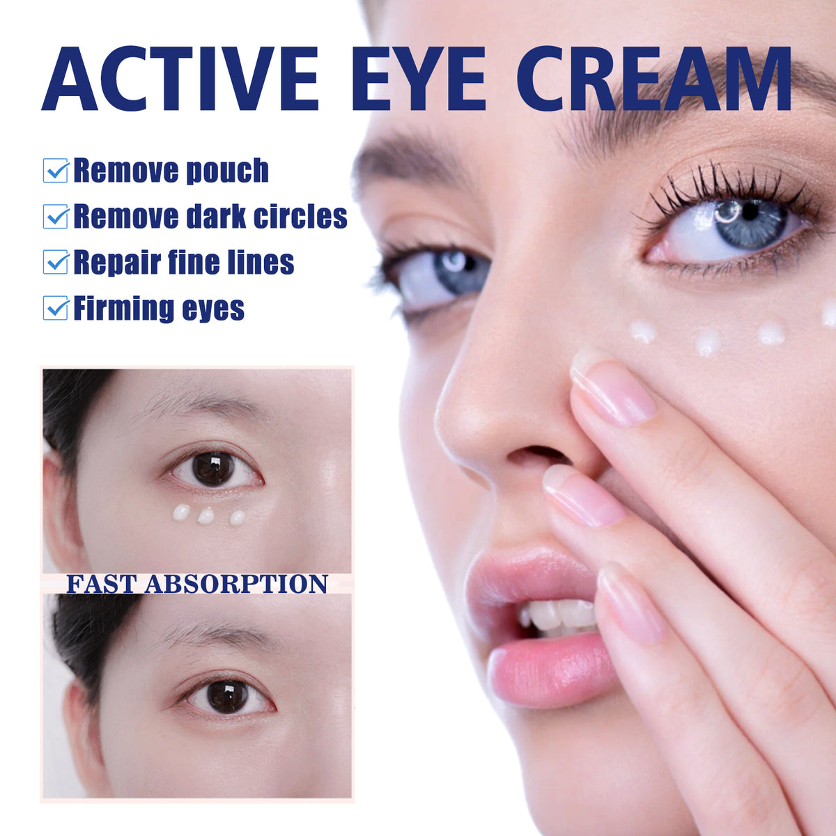 a woman applying eye cream