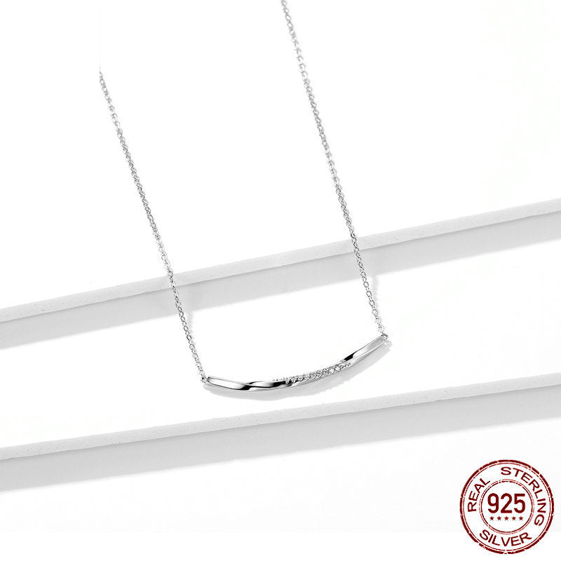 Women's Geometric Sterling Silver 925 Necklace with Rhinestones