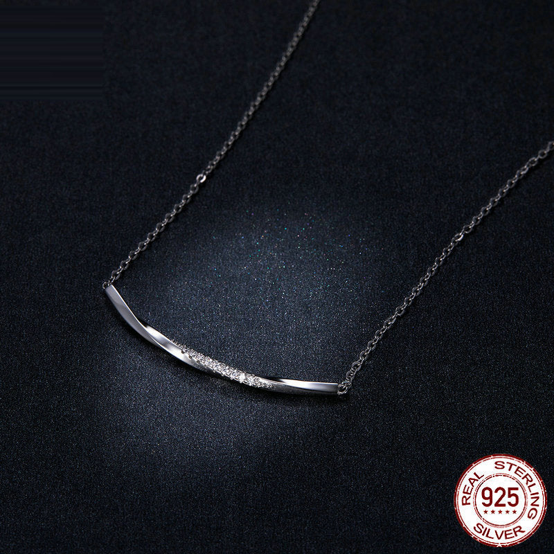 Women's Geometric Sterling Silver 925 Necklace with Rhinestones