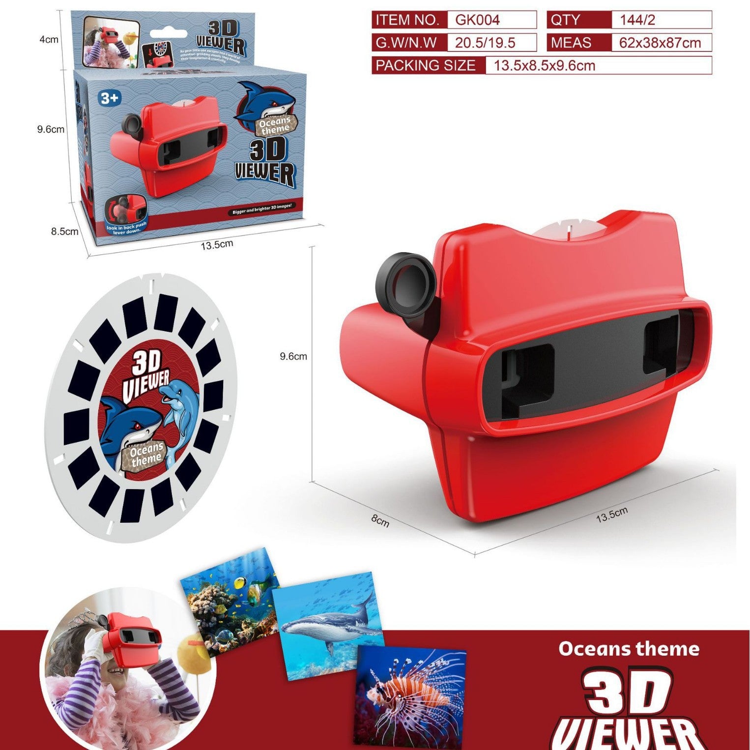 Children's 3D Viewfinder Animal Observation Machine Stereoscopic Rotating Wheel, Viewing and Puzzle Education DV Projector Toy