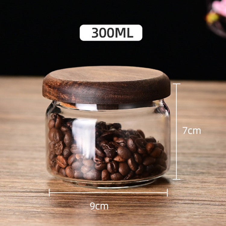 Glass+Acacia Wood Covered Universal Storage Jars