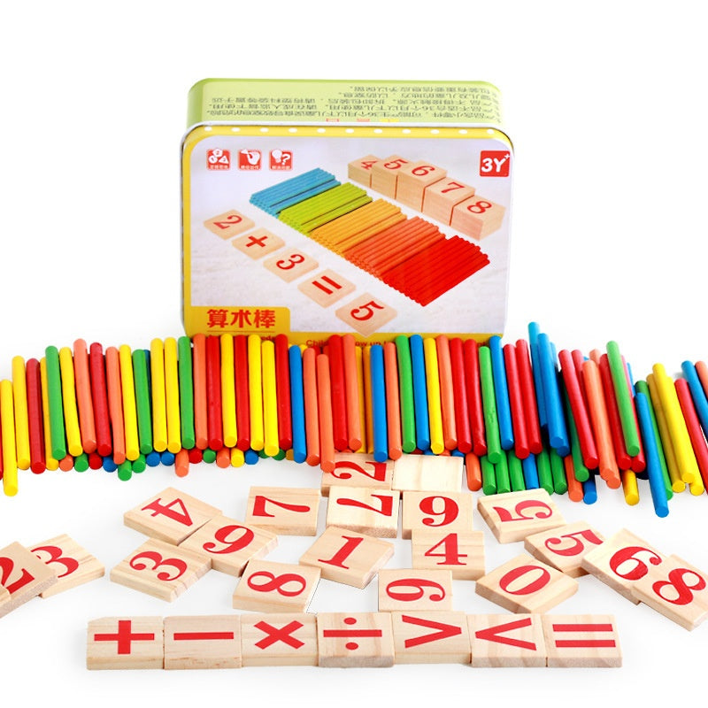 Number Sticks for Children, Arithmetic Sticks, Counting Sticks, Baby Math Teaching Aids, Magnetic Alarm Clock Boxed Educational Toys