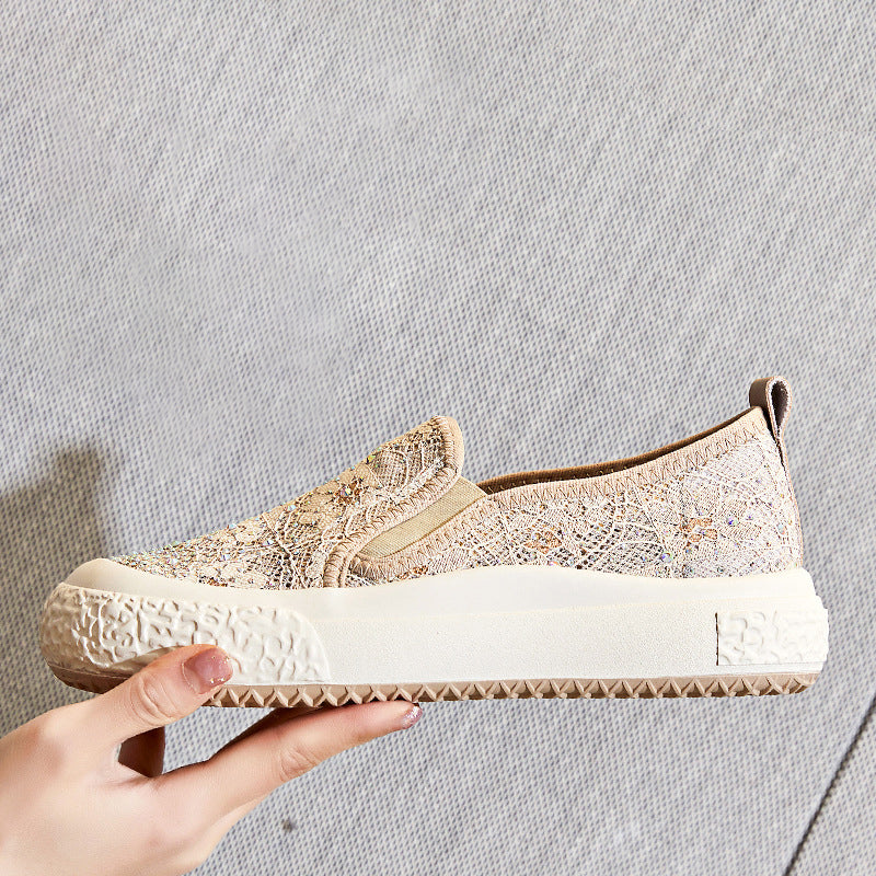 Women's Super Cute Casual and Breathable Thick Sole Athletic Shoes with Lace Detailing