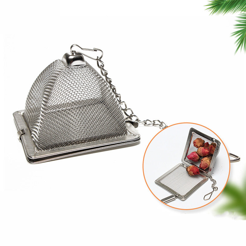 Pyramid Mesh Tea Ball Creative Chain Stainless Steel Tea Drain Love Tea Filter Tea Strainer