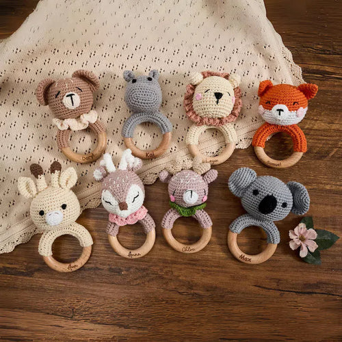 Adorable Crochet Knit Baby Teether Rattle - Multiple Styles