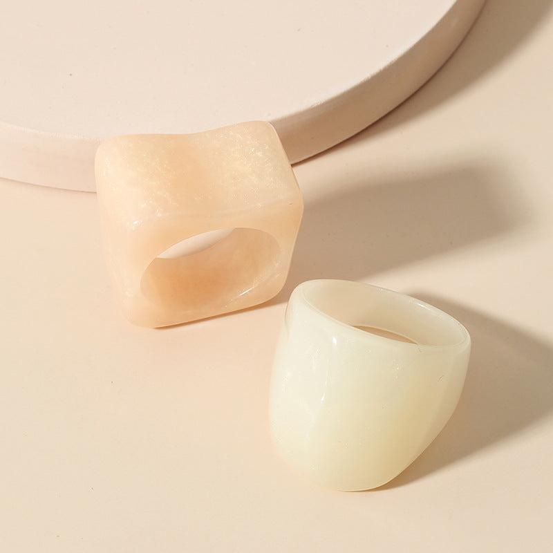 Women's Modern Acrylic Resin Ring Set - Multiple Color Choices