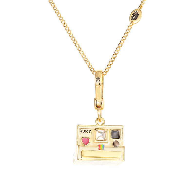 Women's Retro Enamel Glazed Three-Dimensional Vintage Polaroid Camera Pendant or Pendant and Necklace