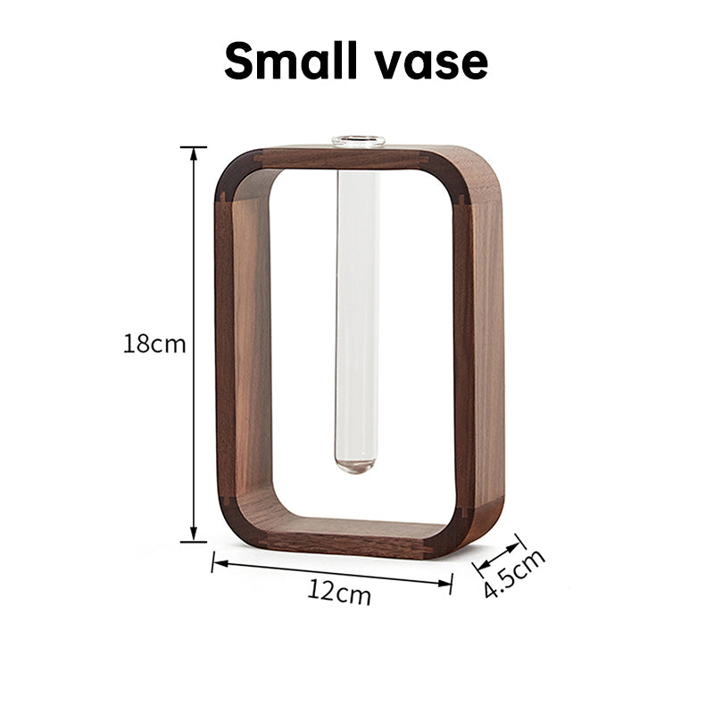 Modern Solid Walnut Wood Hydroponic Large or Small Vase