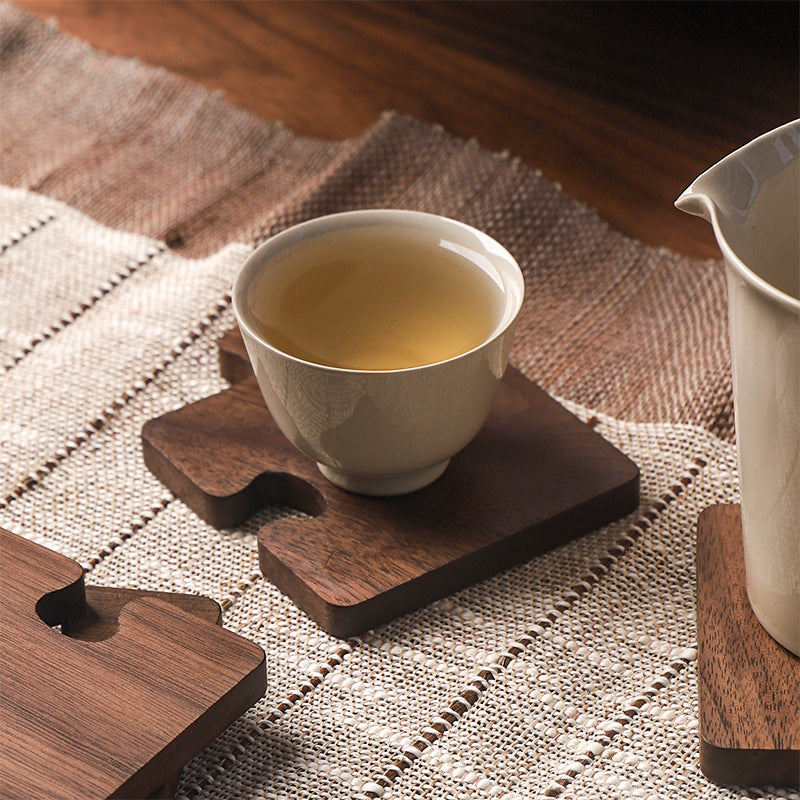 Solid Walnut Wood Insulated Puzzle Coasters