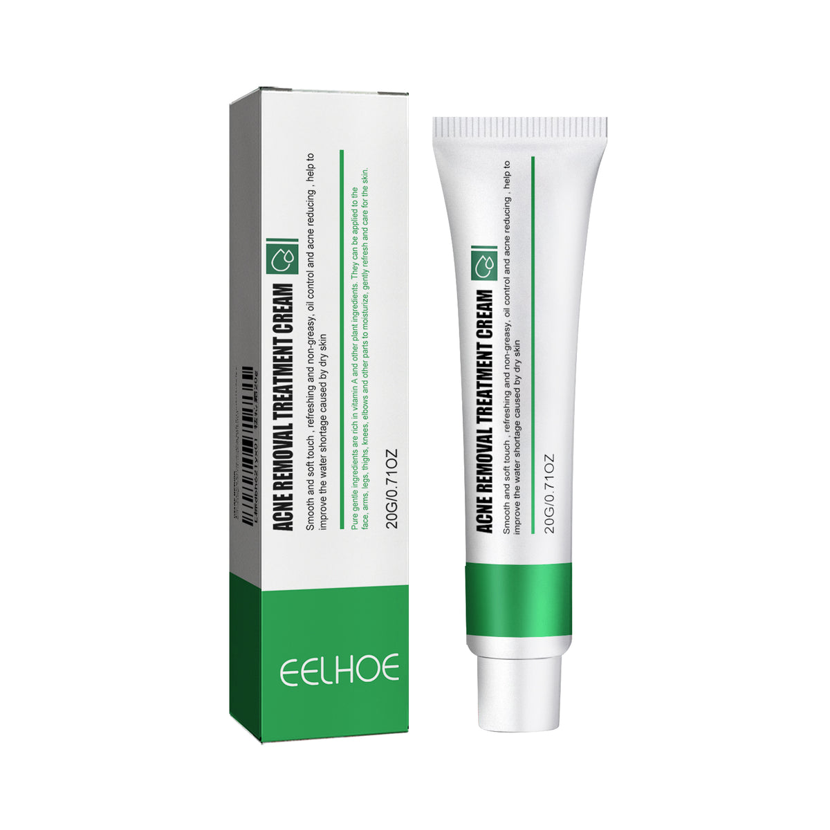 a white and green tube of cream