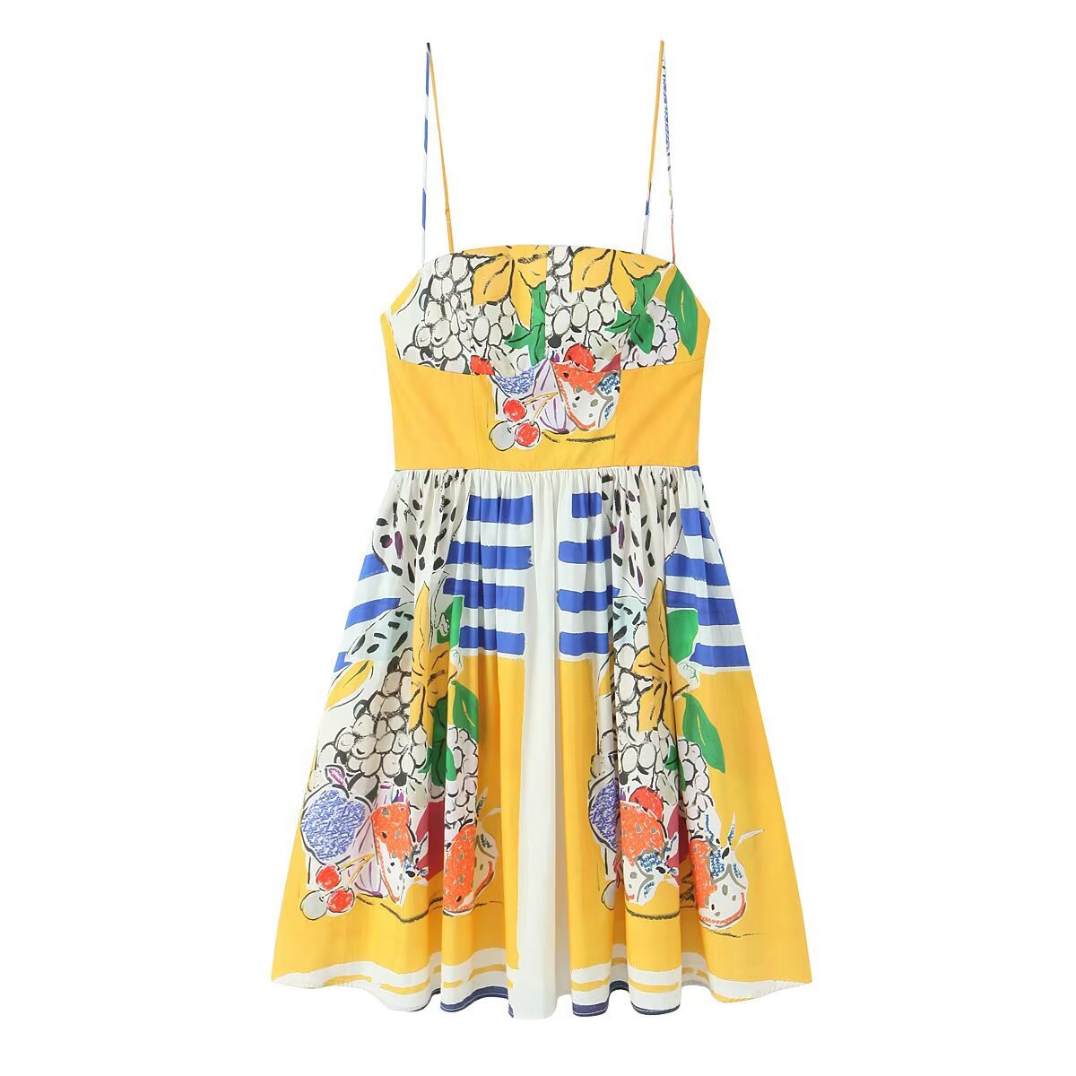 Adorable Retro Inspired Women's Dress with Fruity Print