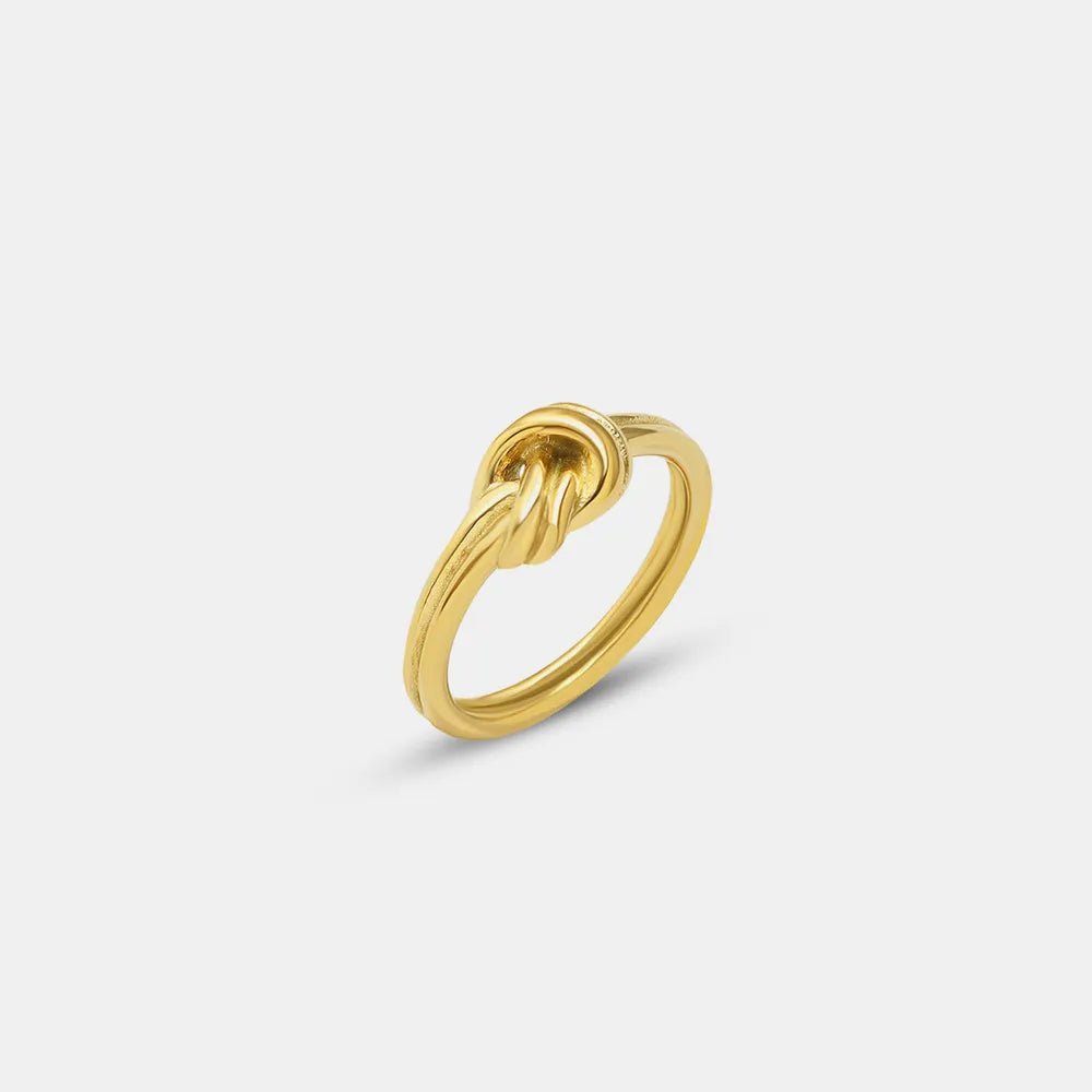 Women's Titanium Steel Gold Tone or Silver Tone Twisted Knot Ring