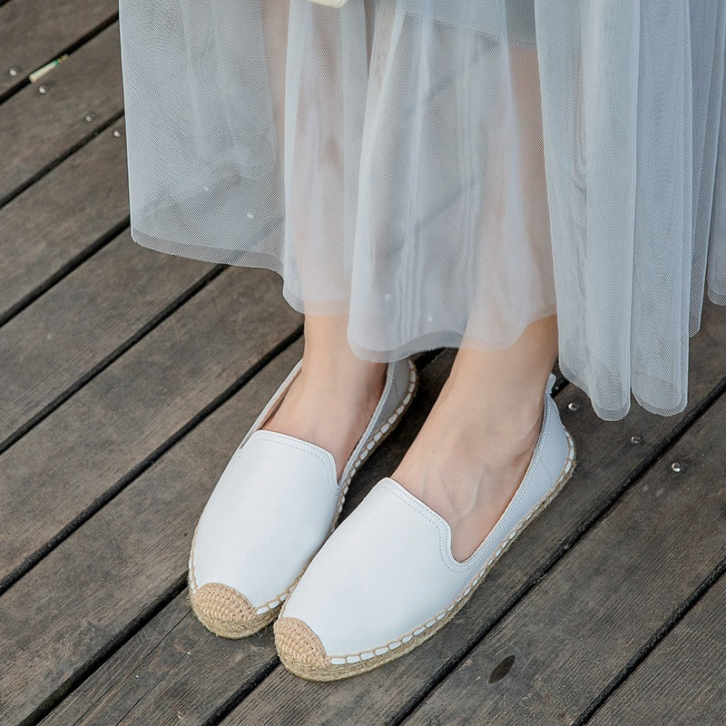 Women's Grass Woven & Leather Espadrilles