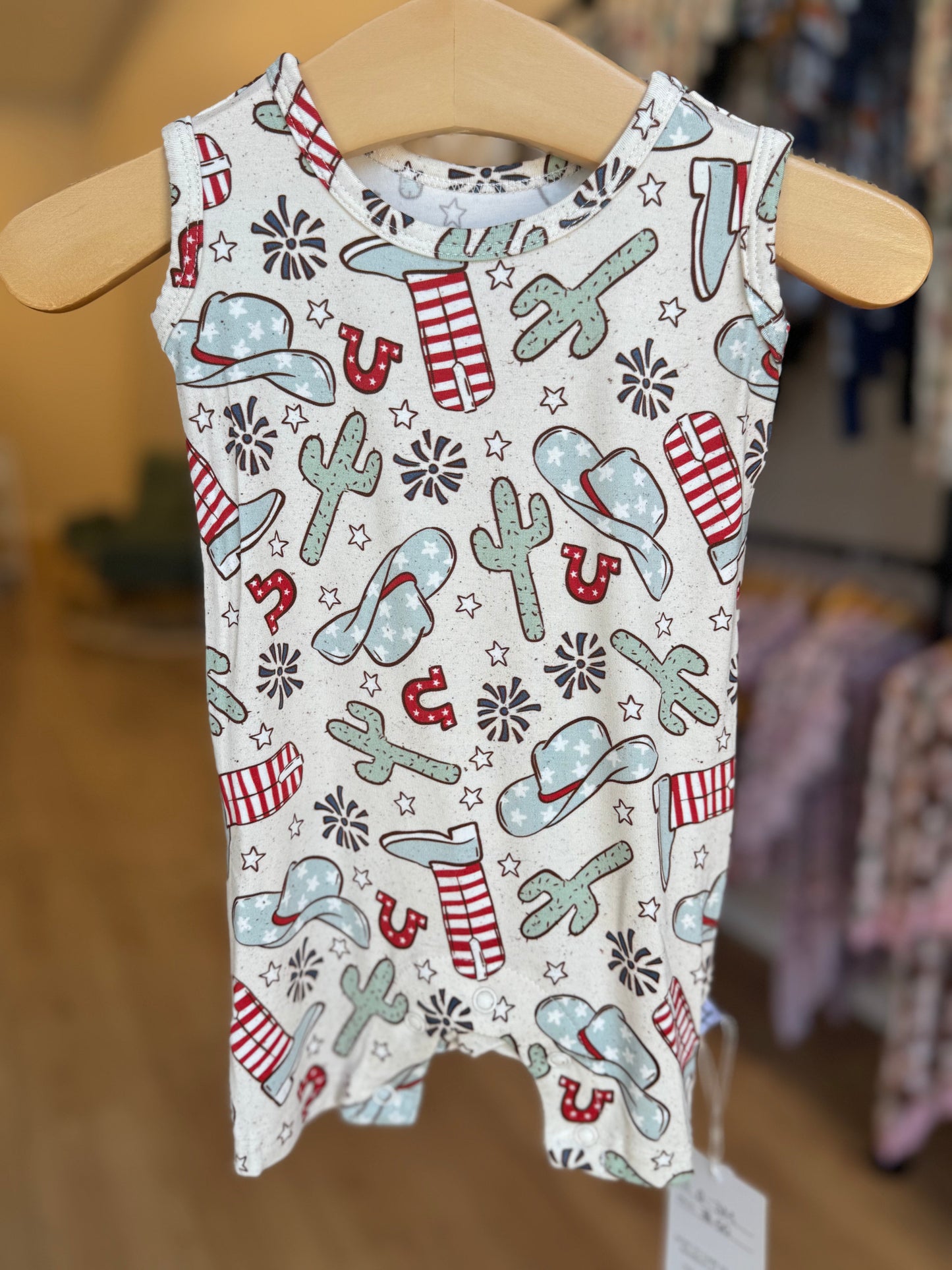 Unisex American Rodeo Print Shorty Tank Romper