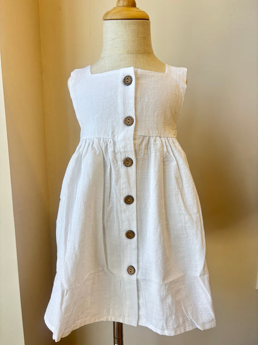 Girl's Cotton Sleeveless Baby Doll Button Dress