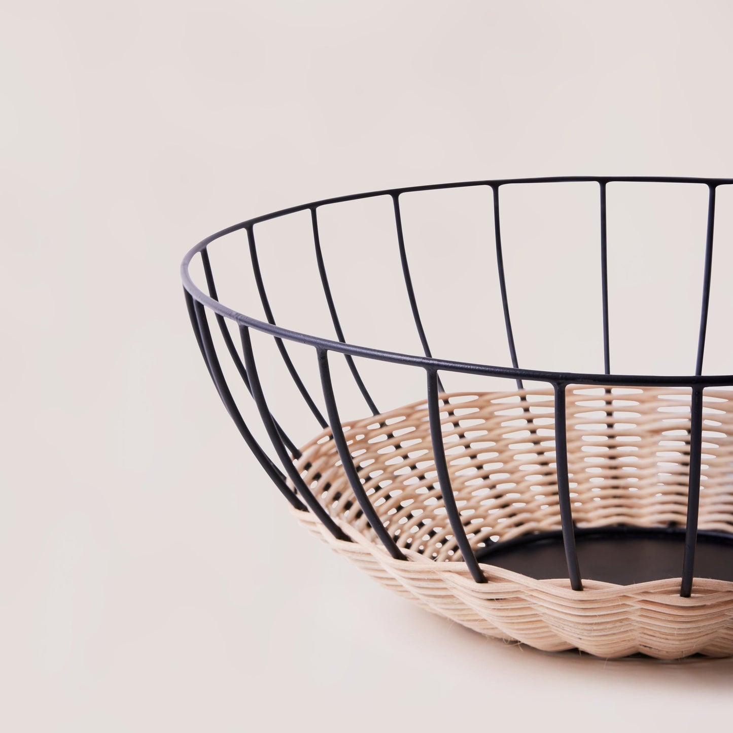 Cabo Rattan Fruit Basket w/Black Coated Iron Trim