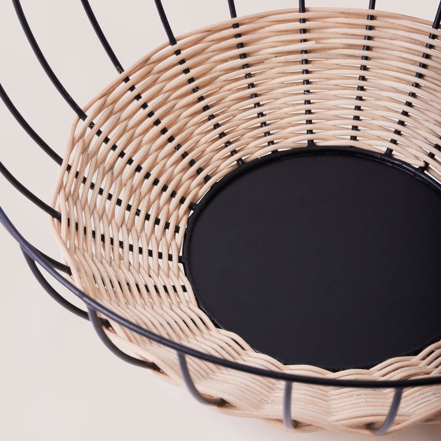 Cabo Rattan Fruit Basket w/Black Coated Iron Trim