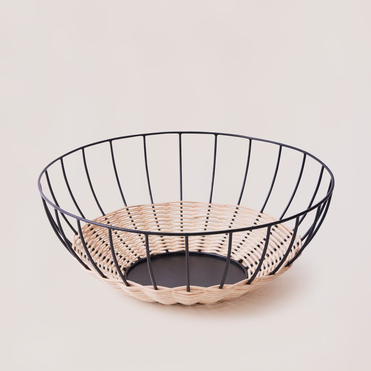 Cabo Rattan Fruit Basket w/Black Coated Iron Trim