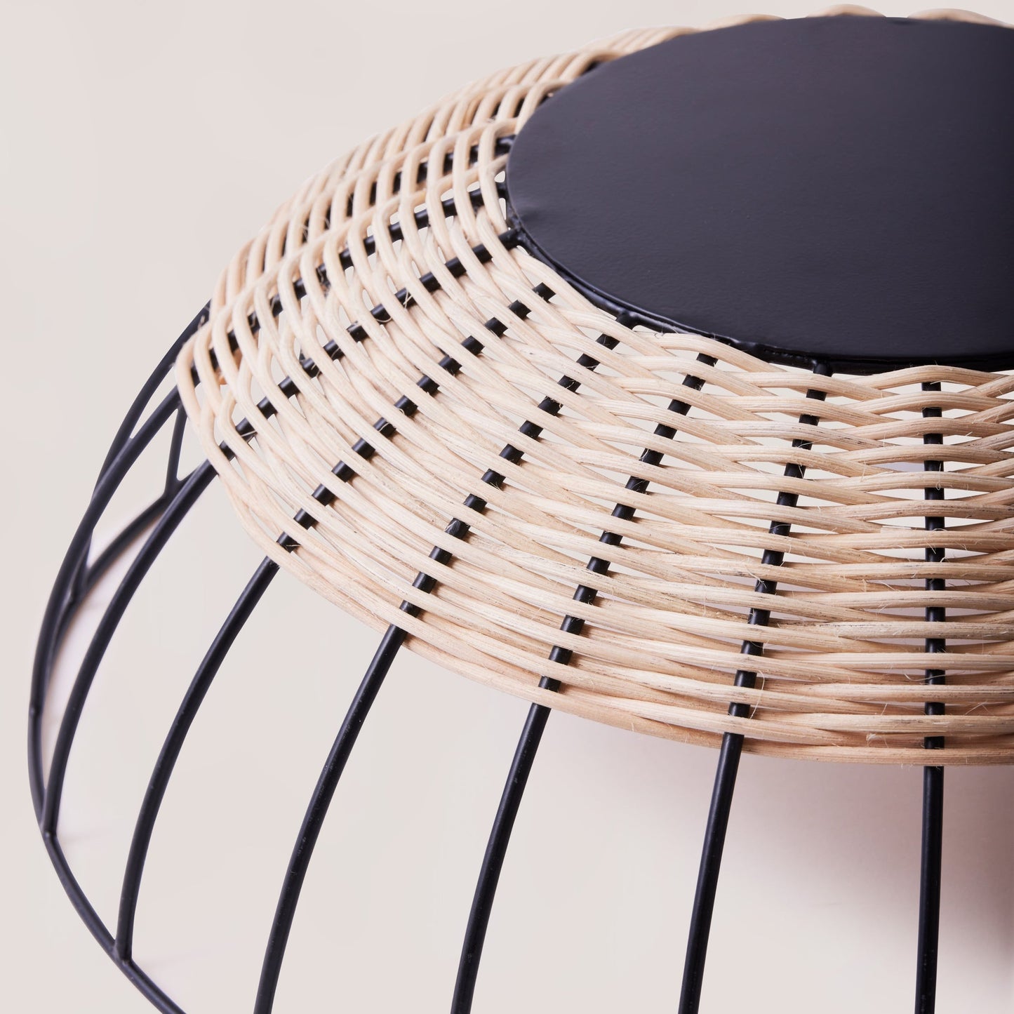 Cabo Rattan Fruit Basket w/Black Coated Iron Trim
