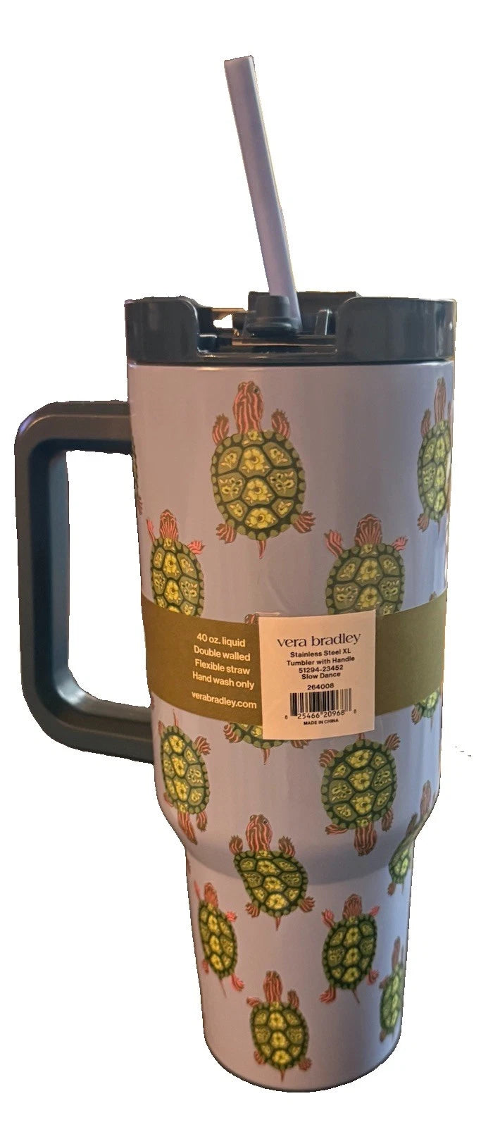 NWT Vera Bradley Slow Dance XL 40 Oz Insulated Travel Tumbler w/Lid &amp; Straw