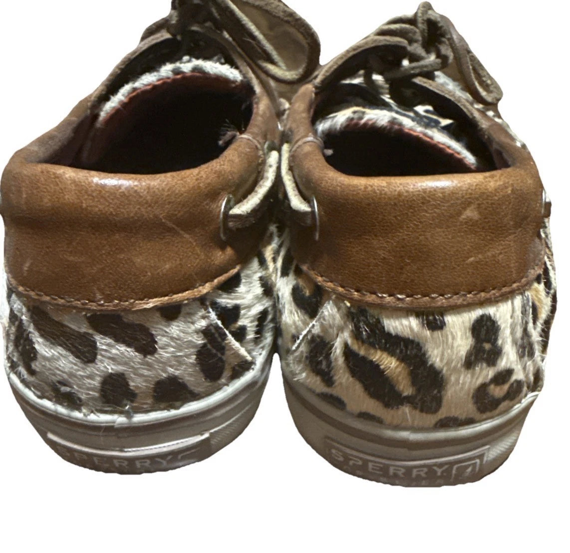 Women’s Genuine Upper Mat Leather Leopard Print Sperry Top-Sider Shoes 7.5
