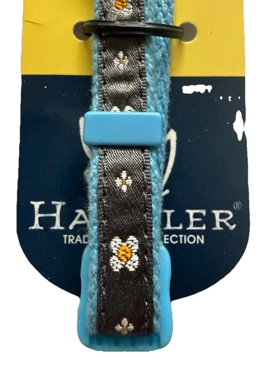 New Blue &amp; Black Floral Dog Collar by Handler Since 1964 - Up to 13 Lbs