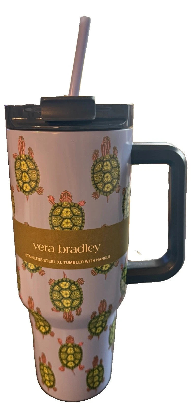 NWT Vera Bradley Slow Dance XL 40 Oz Insulated Travel Tumbler w/Lid &amp; Straw