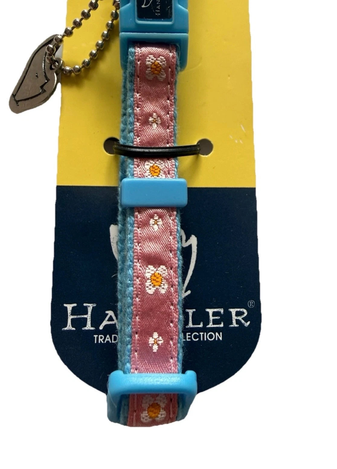 Standard Adjustable Fabric Cat Collar Woven Pink &amp; Blue Floral Pattern to 13lbs