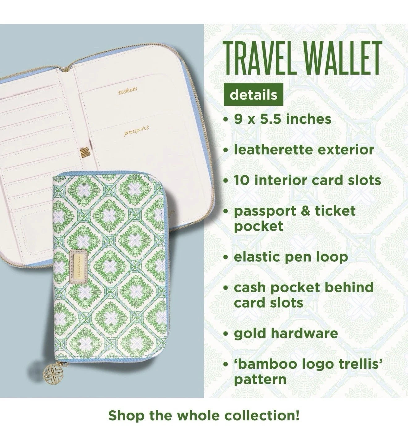 NWT Lilly Pulitzer Leatherette Travel Wallet for Women, Passport Holder