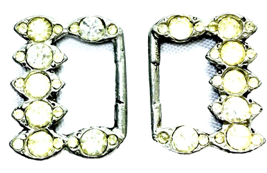 Sweet Petite Antique Vintage Victorian Art Deco Rhinestone Belt Buckle w/ Patina